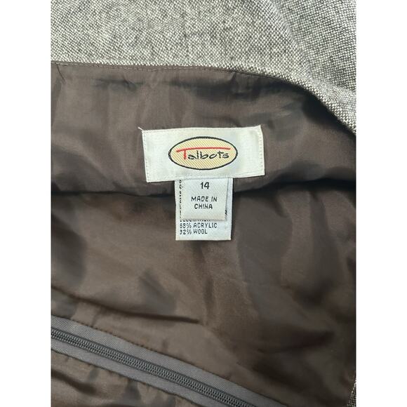 Vintage Talbots Wool Rayon Silk Blend Brown Crochet Midi Skirt Size 14 34” Waist - Picture 7 of 8